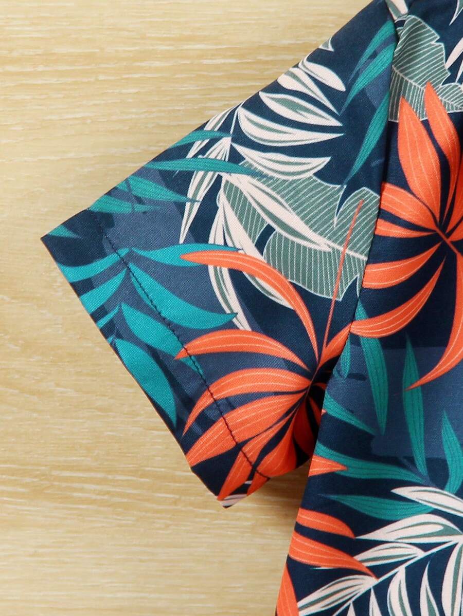 Toddler Boys' Summer Vacation Outfit: Tropical Plant Short Sleeve Set