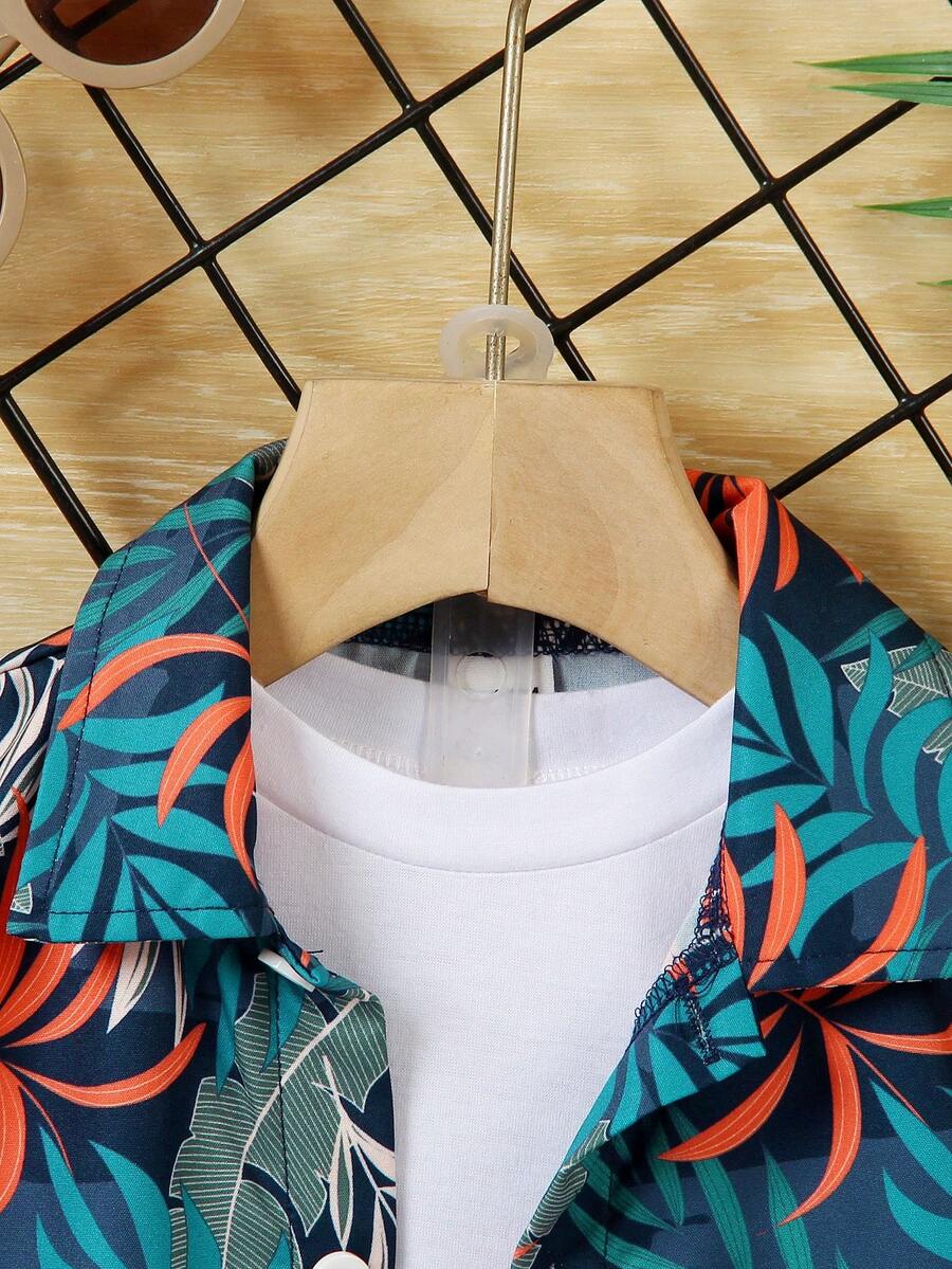 Toddler Boys' Summer Vacation Outfit: Tropical Plant Short Sleeve Set