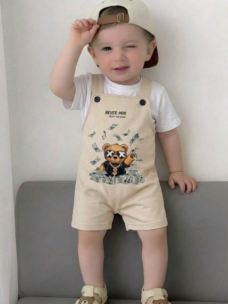 Cute One Piece Shorts Romper For Toddler Boys Summer Street Fashion Outfit