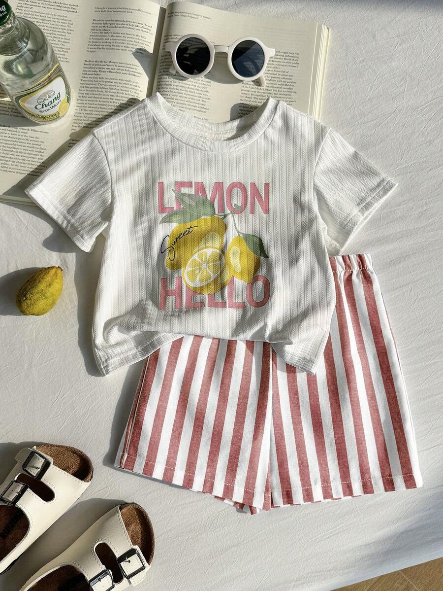 Baby Boy Animal Crayon Print T Shirt and Knitted Shorts 2 Piece Casual Spring Summer Outfit Set
