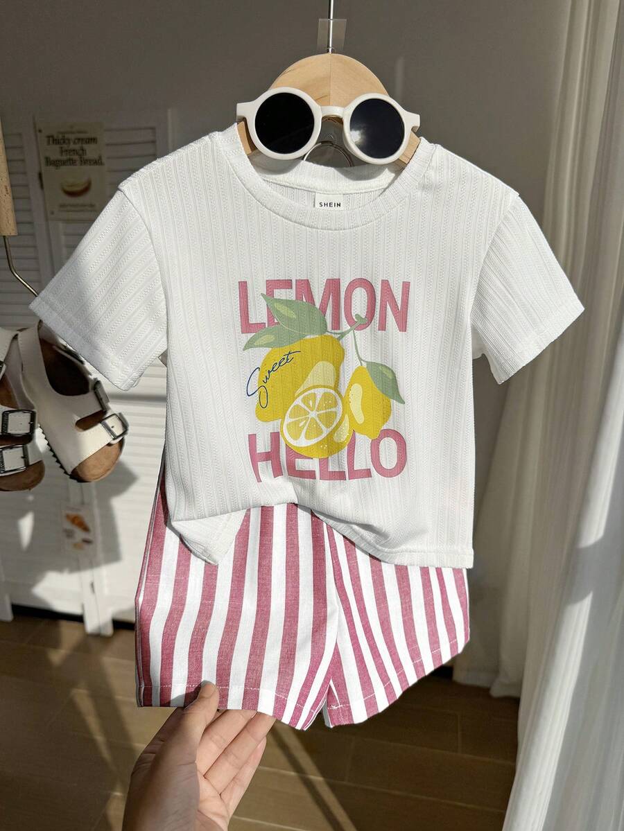 Baby Boy Animal Crayon Print T Shirt and Knitted Shorts 2 Piece Casual Spring Summer Outfit Set