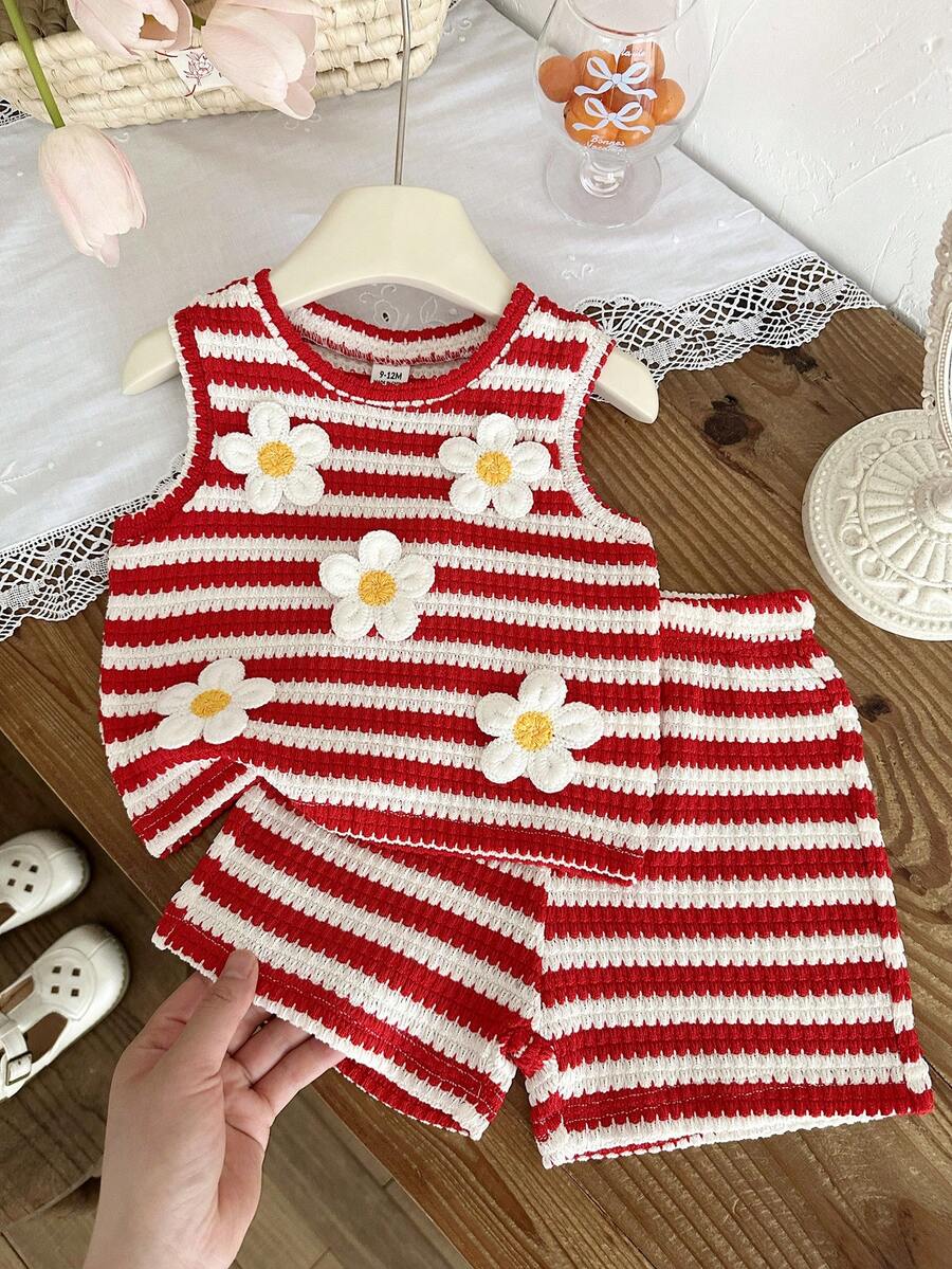 Sweet Style Strawberry Print Top & Shorts 2-Piece Set for Toddler Girls