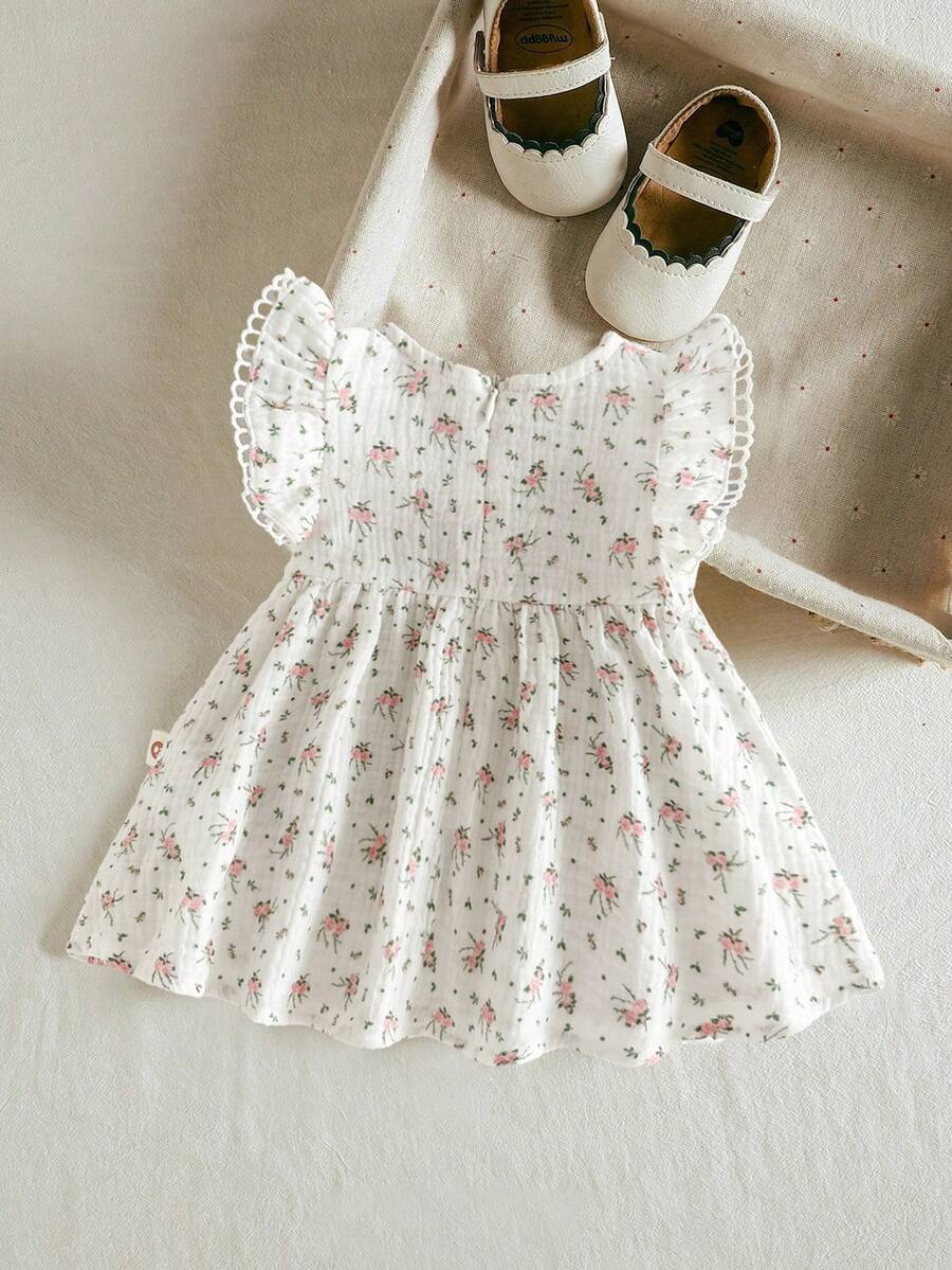 Baby Ditsy Floral Cinched Waist Dress for Cute Spring and Summer Wear
