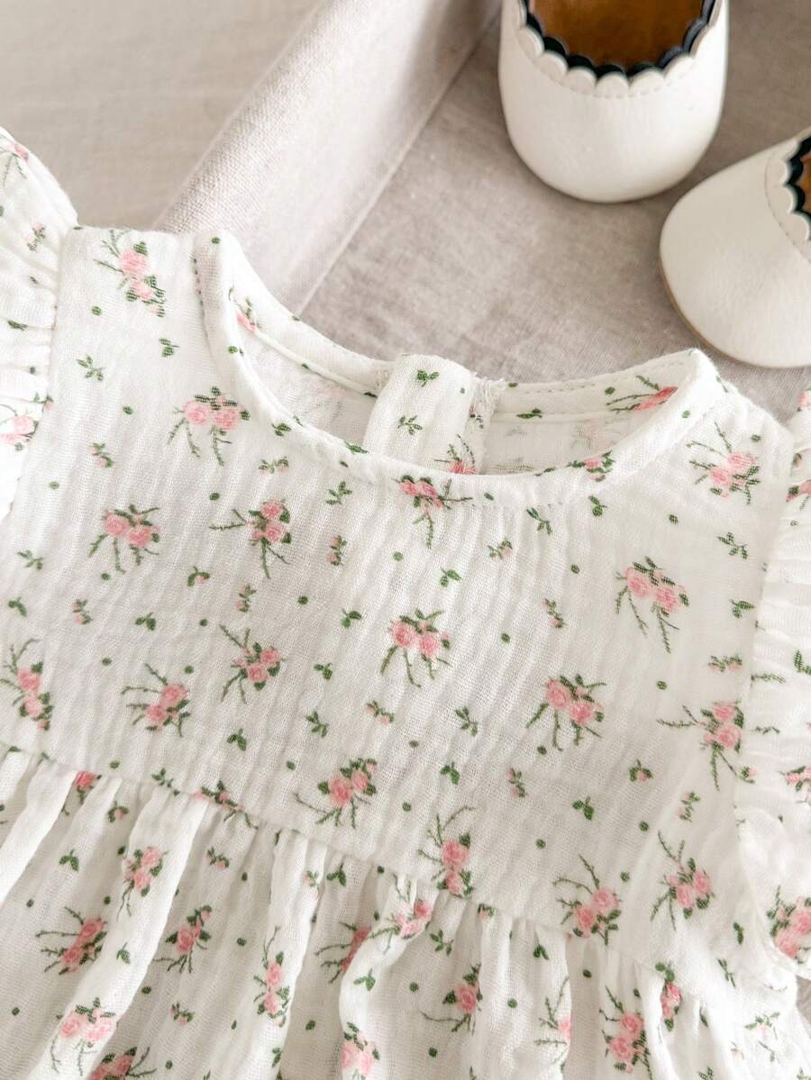 Baby Ditsy Floral Cinched Waist Dress for Cute Spring and Summer Wear