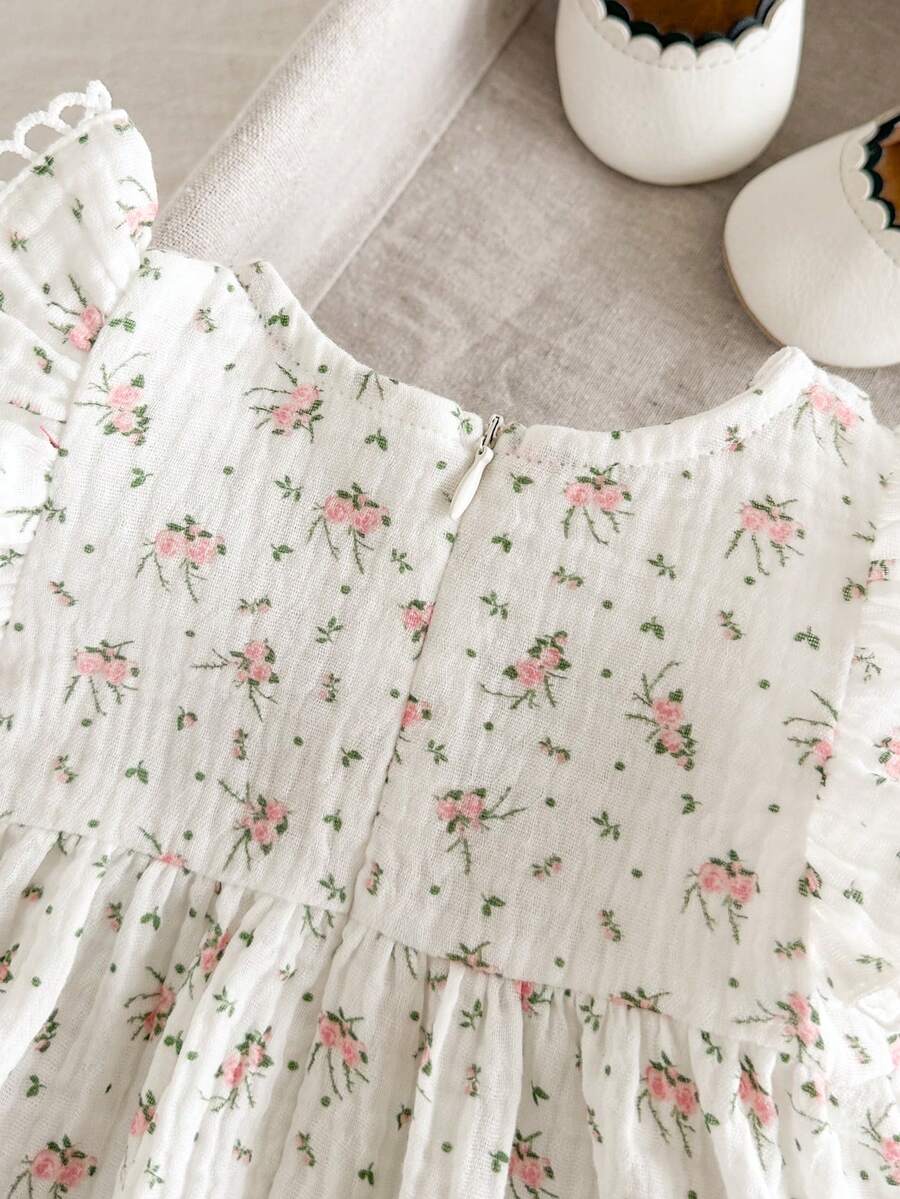 Baby Ditsy Floral Cinched Waist Dress for Cute Spring and Summer Wear