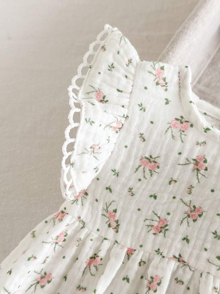 Baby Ditsy Floral Cinched Waist Dress for Cute Spring and Summer Wear