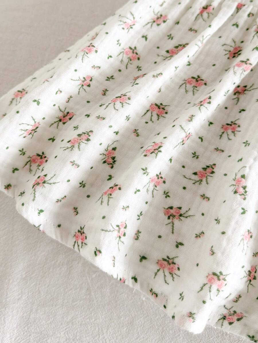 Baby Ditsy Floral Cinched Waist Dress for Cute Spring and Summer Wear