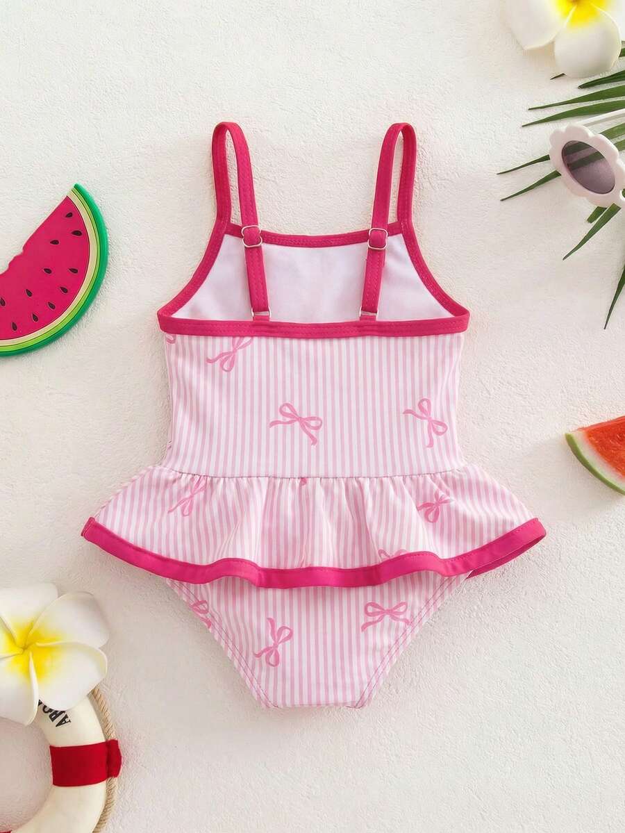 Baby Watermelon Print Ruffle Sleeveless One-Piece Swimsuit for Summer Beach Days