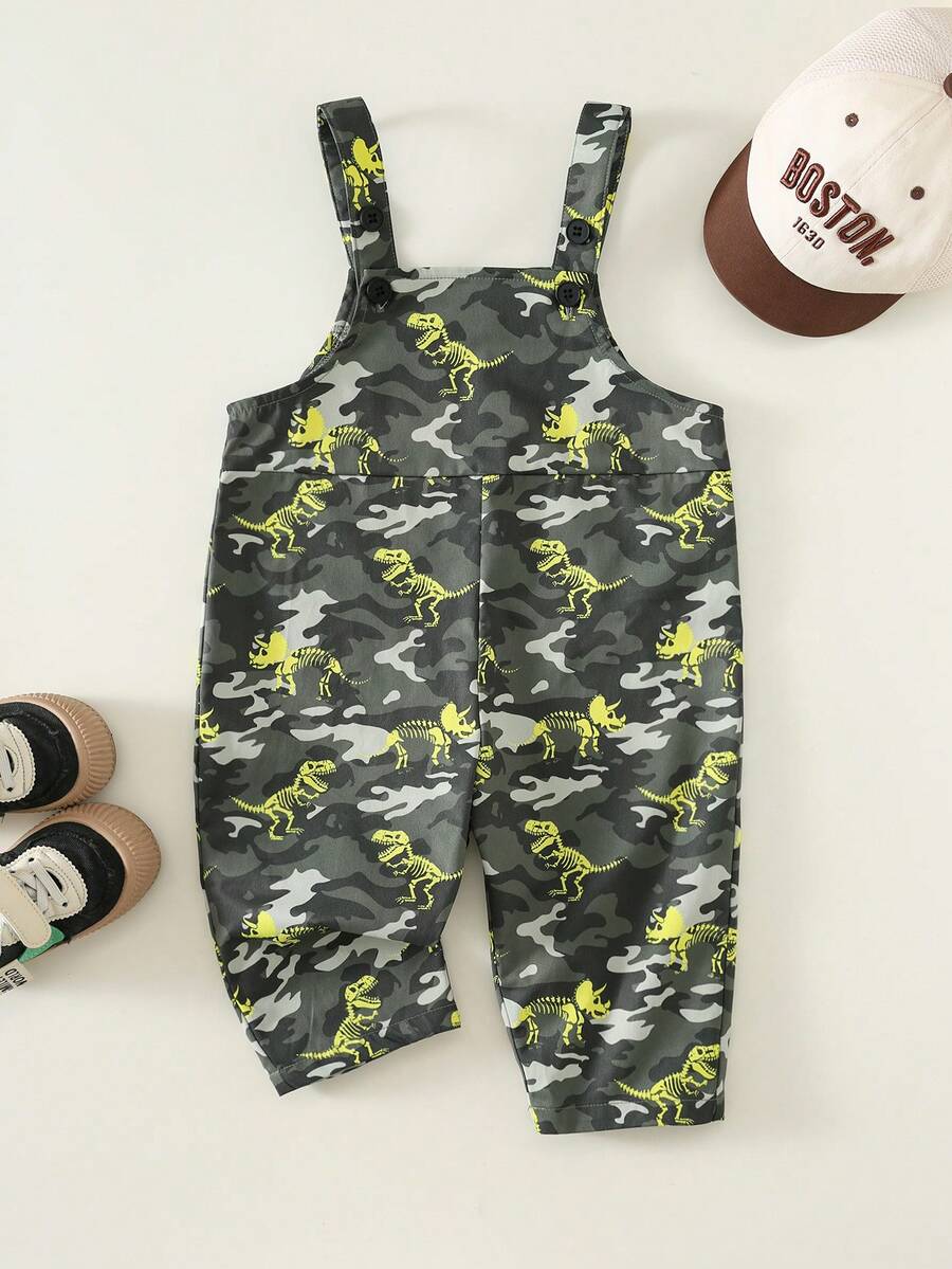 Striped Baby Boys Jumpsuit With Cartoon Bear Design Casual Kids Outfit