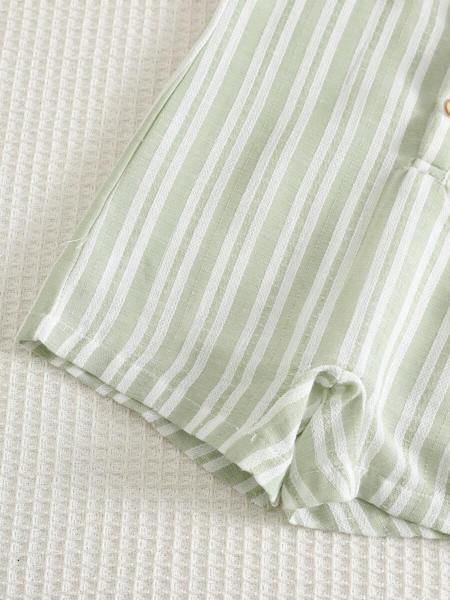 Unisex Baby Striped Romper Set Casual Vacation Outfit For Newborns