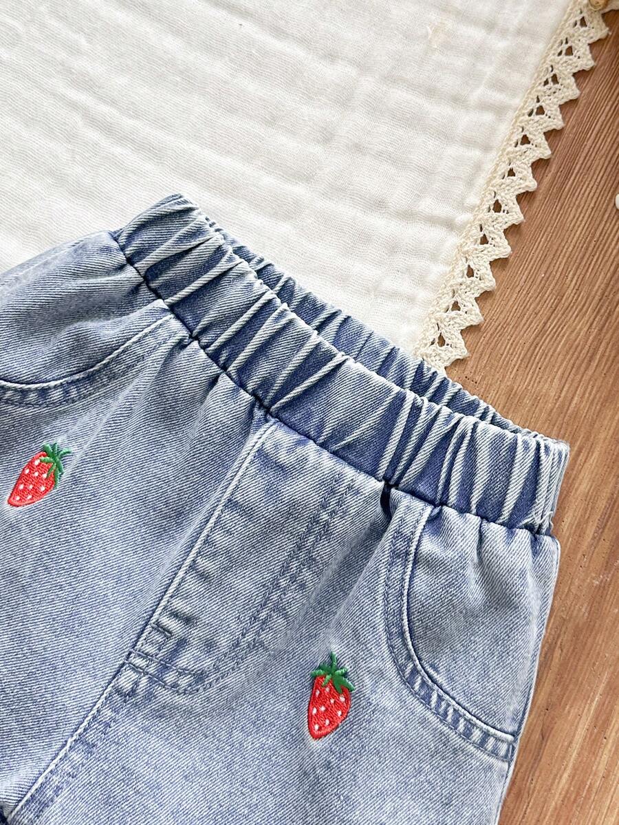 Cute Strap Vest And Shorts Set For Little Girls Cherry Print Clothing