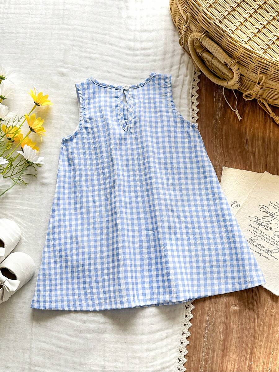 Sleeveless Long Dress with Embroidered Cartoon Duck for Toddler Girls