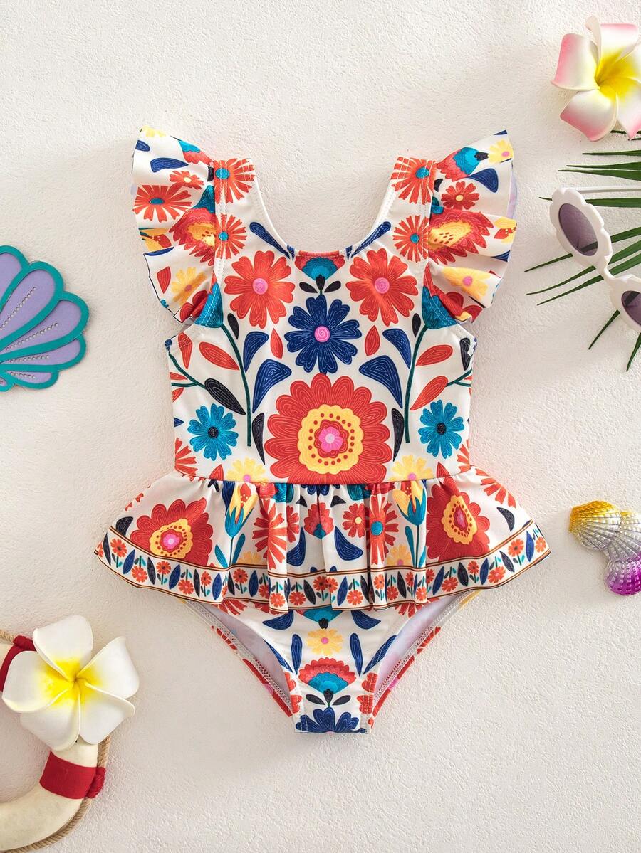 Cute Back Bow Swimwear For Little Girls Summer Beach Vacation Outfit