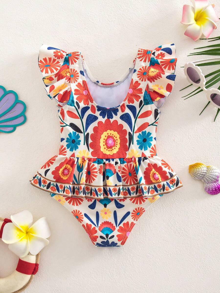 Cute Back Bow Swimwear For Little Girls Summer Beach Vacation Outfit