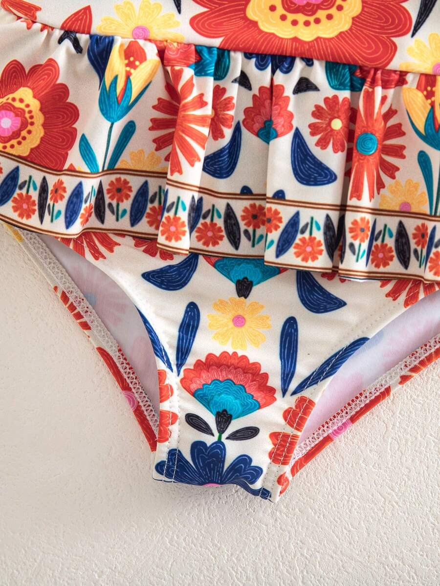Cute Back Bow Swimwear For Little Girls Summer Beach Vacation Outfit