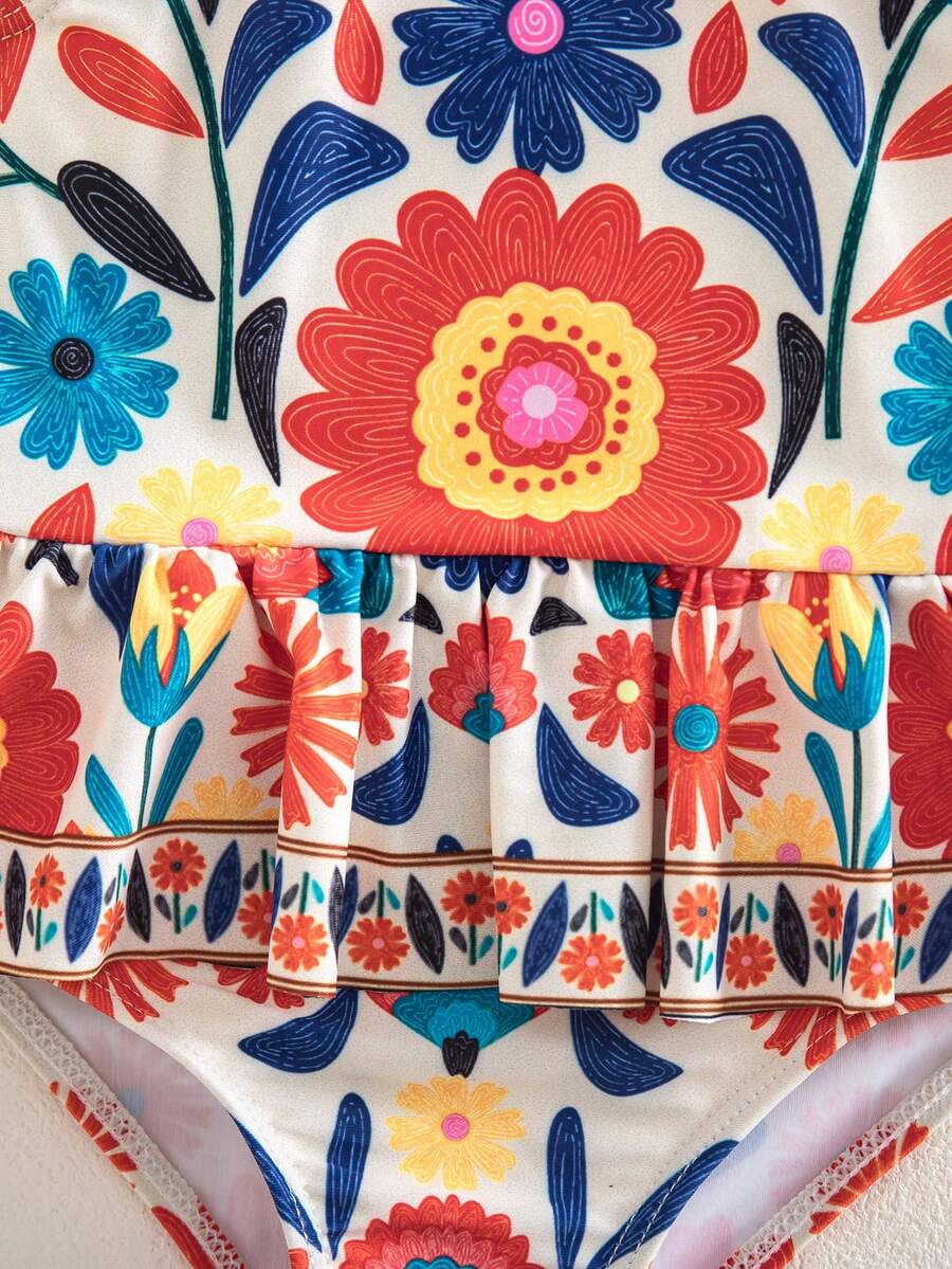 Cute Back Bow Swimwear For Little Girls Summer Beach Vacation Outfit