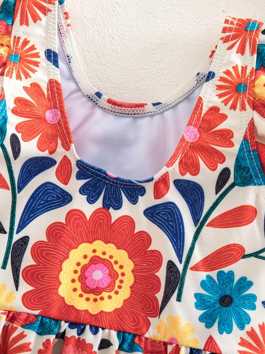 Cute Back Bow Swimwear For Little Girls Summer Beach Vacation Outfit