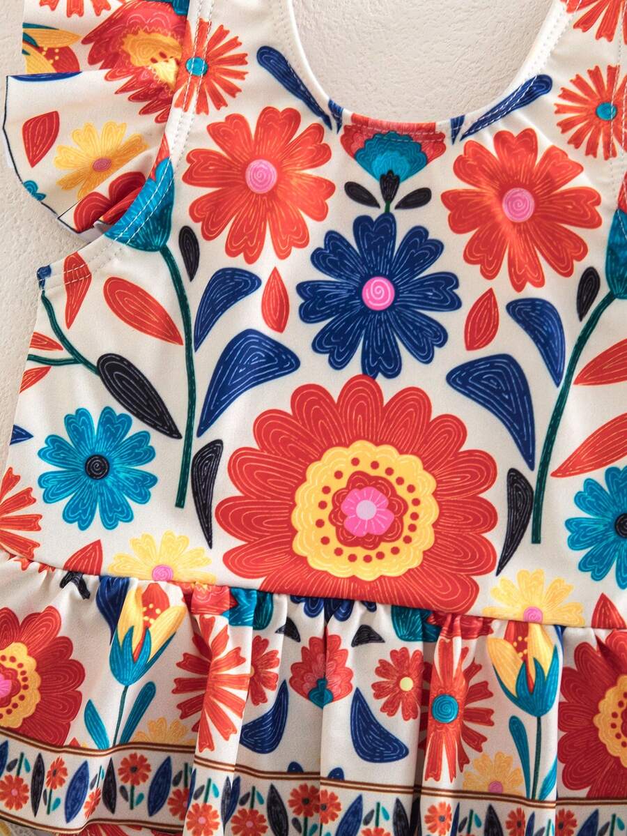 Cute Back Bow Swimwear For Little Girls Summer Beach Vacation Outfit