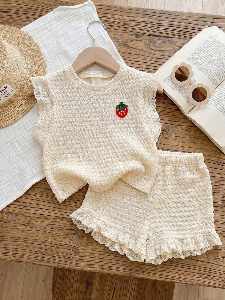 Baby Girl Black & White Striped Ruffle Sleeve T-Shirt & Shorts Set