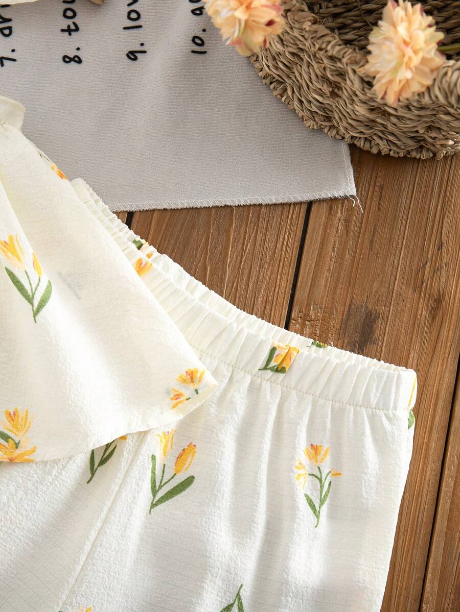 Fashion Striped Camisole Set For Baby Girls Casual Everyday Summer Clothing