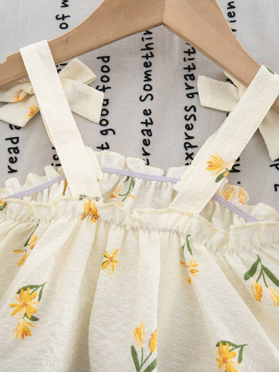 Fashion Striped Camisole Set For Baby Girls Casual Everyday Summer Clothing