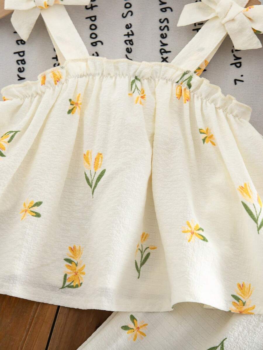 Fashion Striped Camisole Set For Baby Girls Casual Everyday Summer Clothing