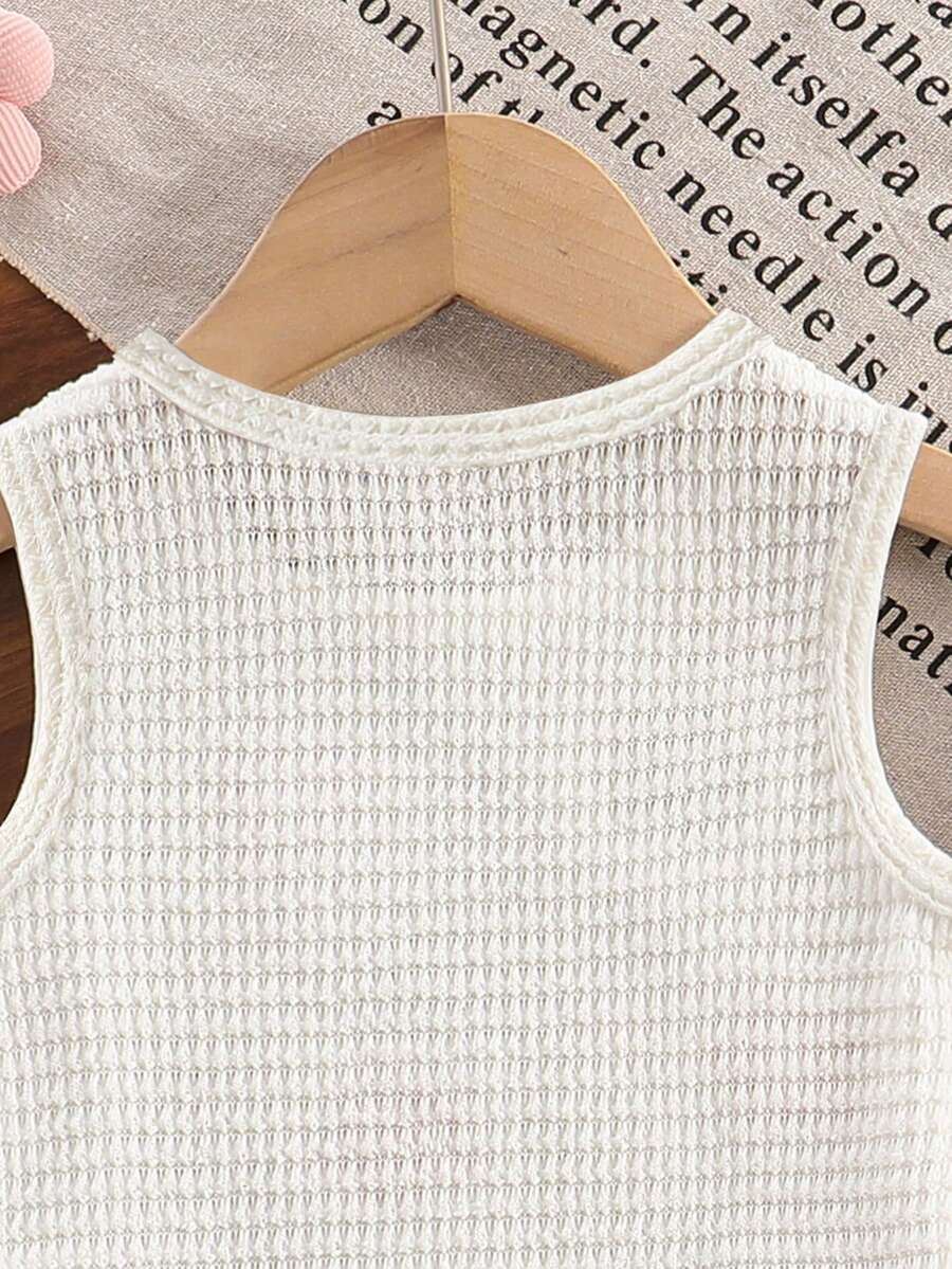 Two Piece Summer Clothing Set For Kids Girls Floral Knit Top And Shorts