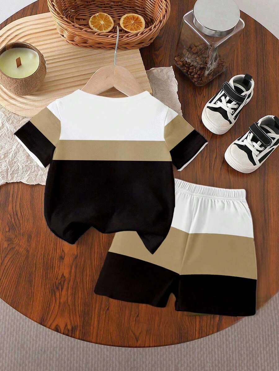 Toddler Boys' Creative Crown Letter Print T-Shirt and Shorts 2-Piece Set