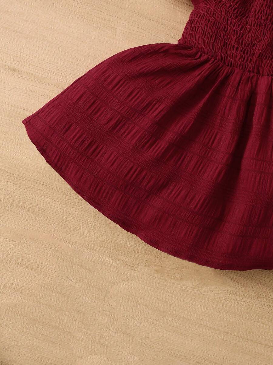 Baby Girl Butterfly Sleeve Square Neck Dress Cute Summer Casual Outfit