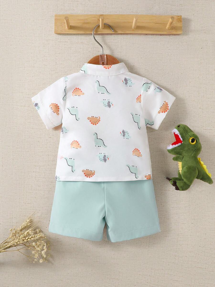 2PCS Baby Boy Gentleman Style Shirt and Shorts Set for Stylish Summer Daily Wear
