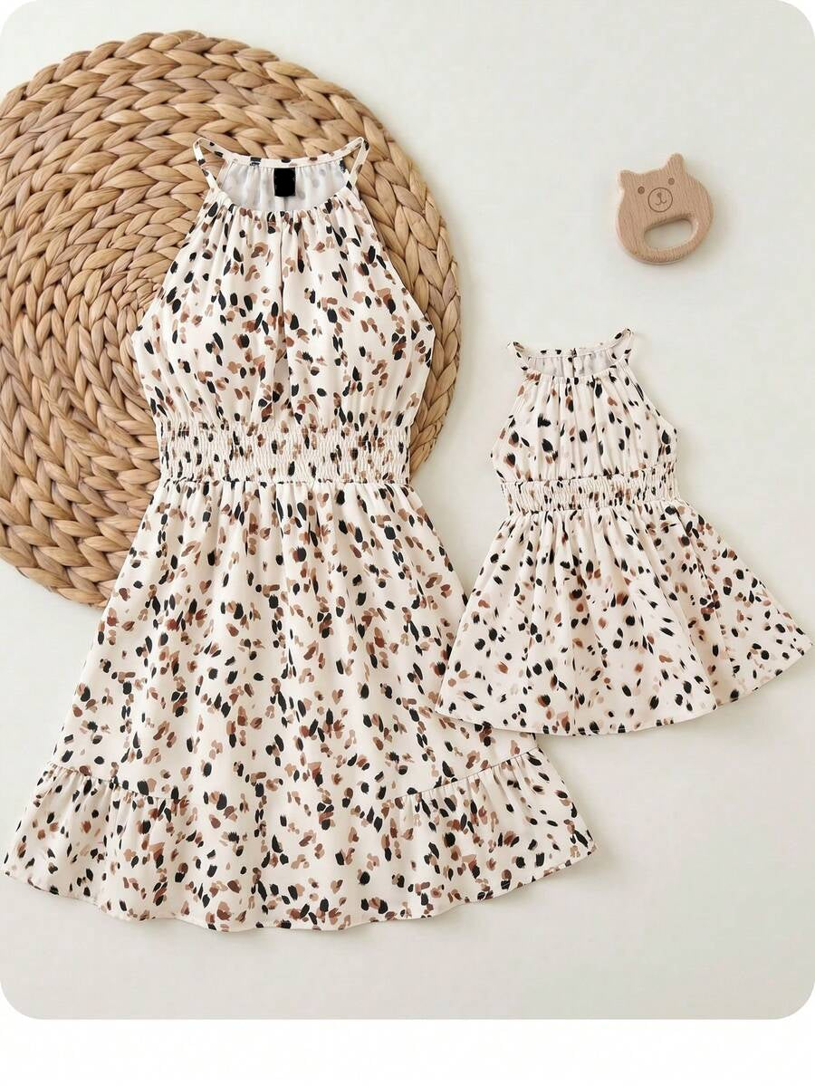 Baby Girl Leopard Print Sleeveless Dress Cute Summer Vacation Outfit Mommy and Me Matching Look