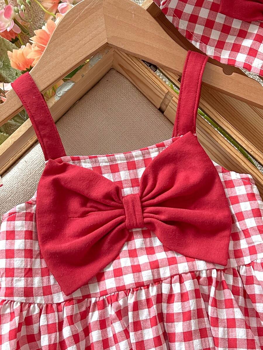 Little Girls Floral Print Sleeveless Dress With Bow Tie Waist Cute Summer Outfit