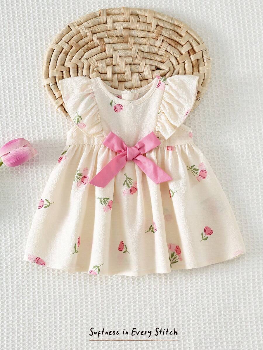 Baby Red Ruffle Waist Dress for Cute Elegant Summer Wear