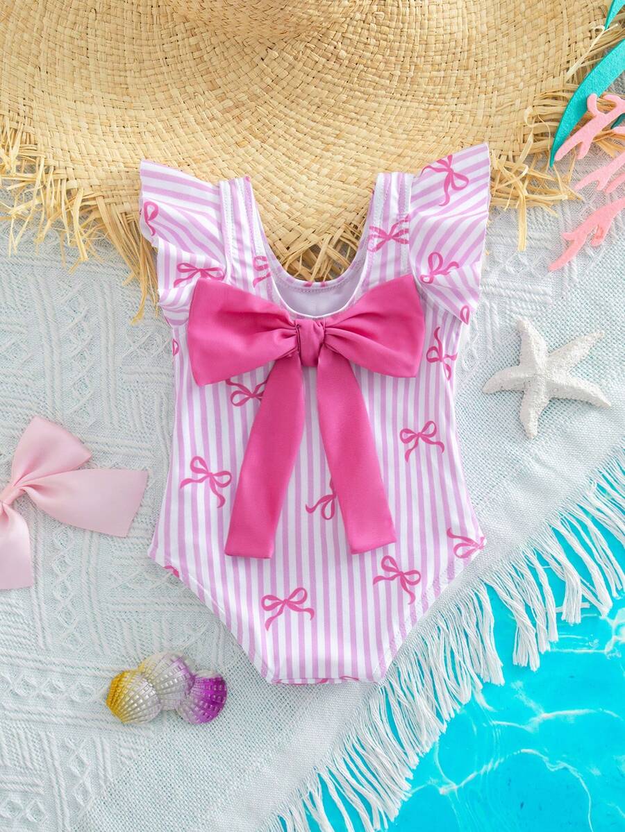 Baby Watermelon Print Ruffle Sleeveless One-Piece Swimsuit for Summer Beach Days