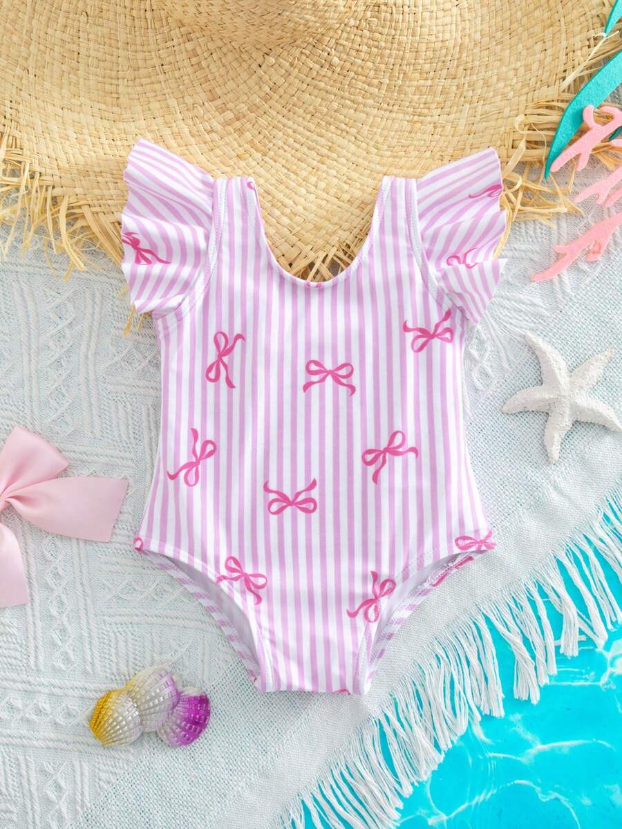 Baby Watermelon Print Ruffle Sleeveless One-Piece Swimsuit for Summer Beach Days