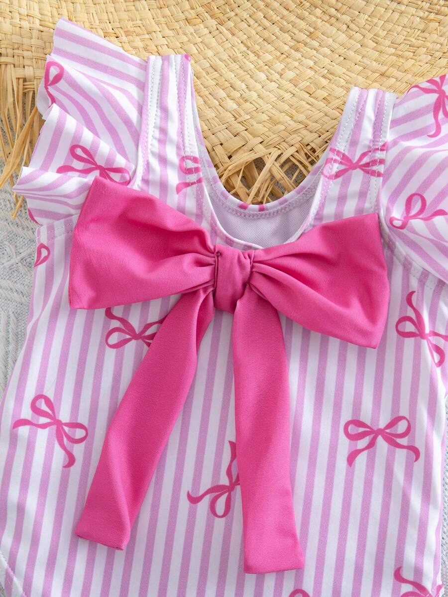 Baby Watermelon Print Ruffle Sleeveless One-Piece Swimsuit for Summer Beach Days