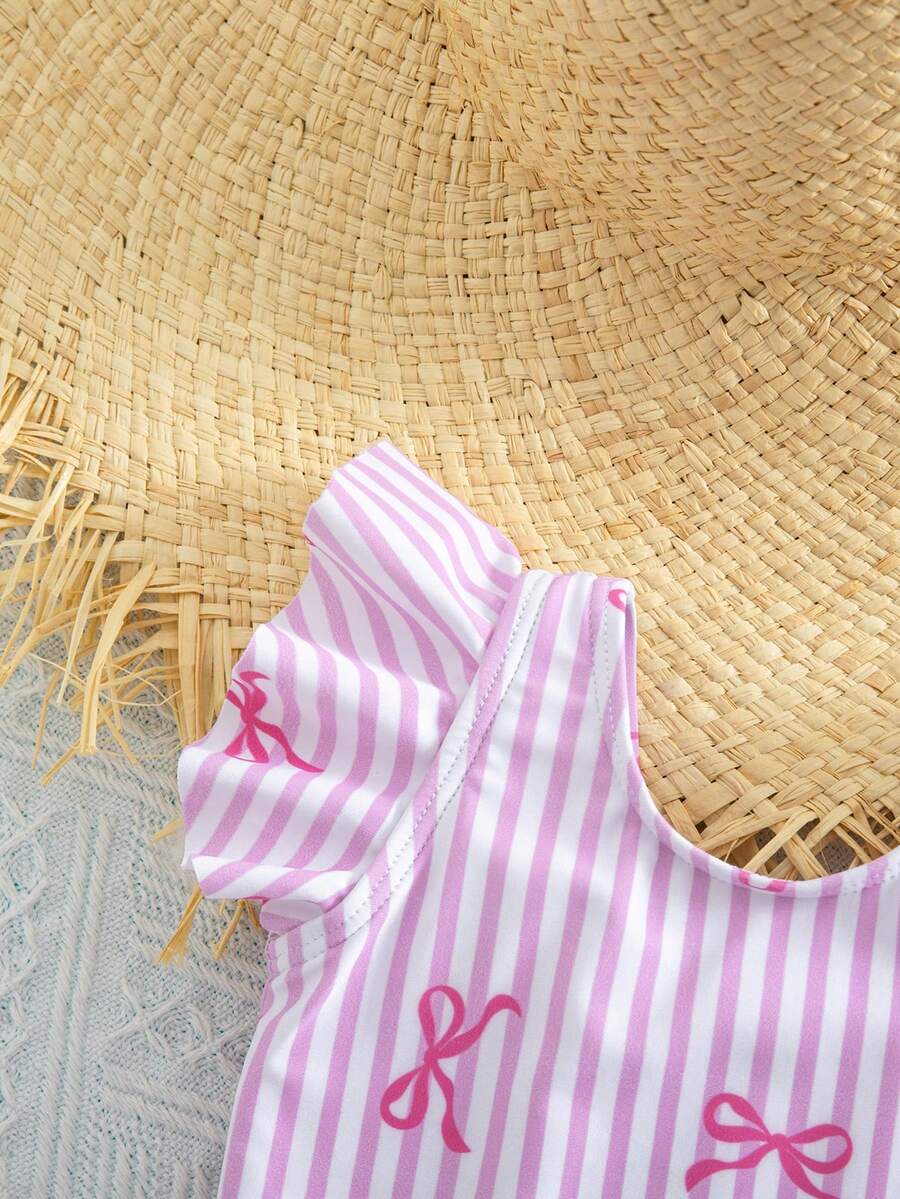 Baby Watermelon Print Ruffle Sleeveless One-Piece Swimsuit for Summer Beach Days