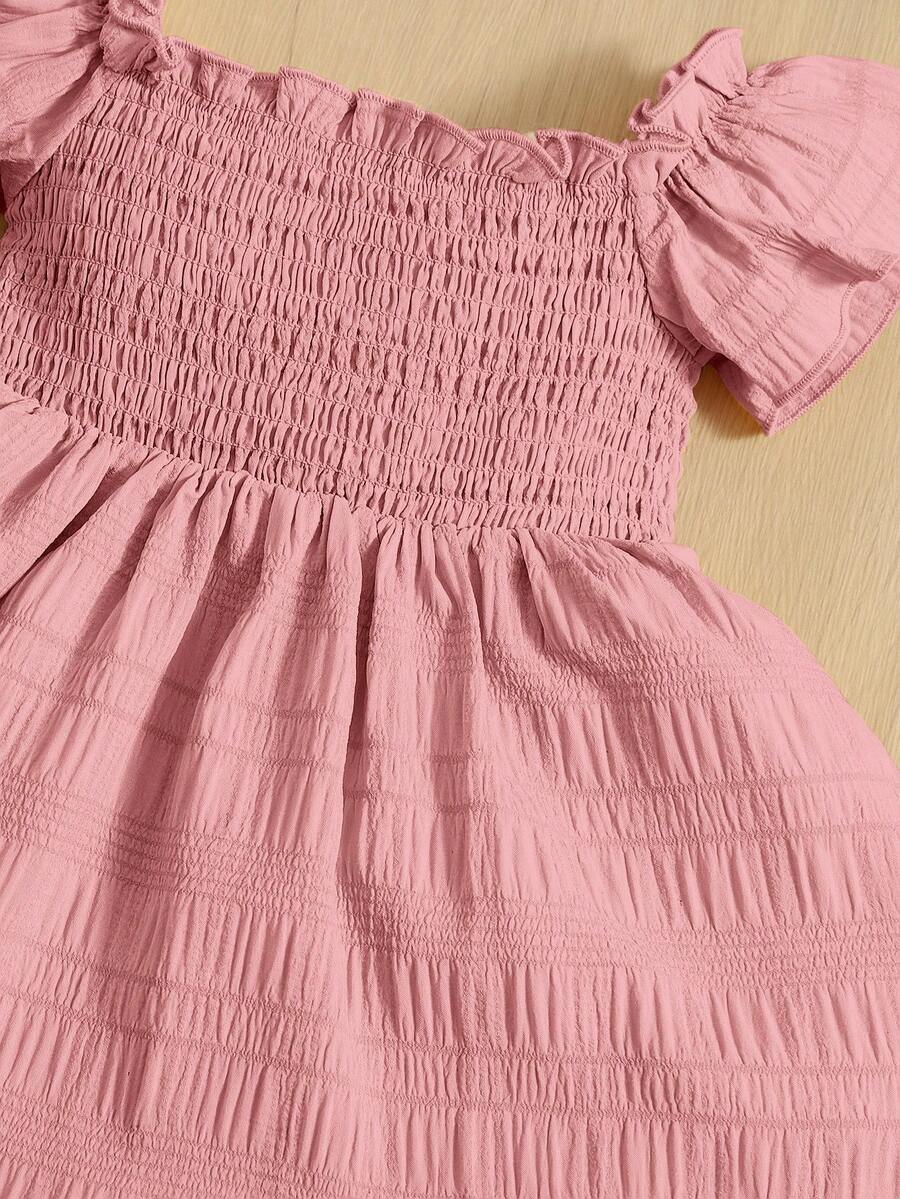 Baby Girl Butterfly Sleeve Square Neck Dress Cute Summer Casual Outfit