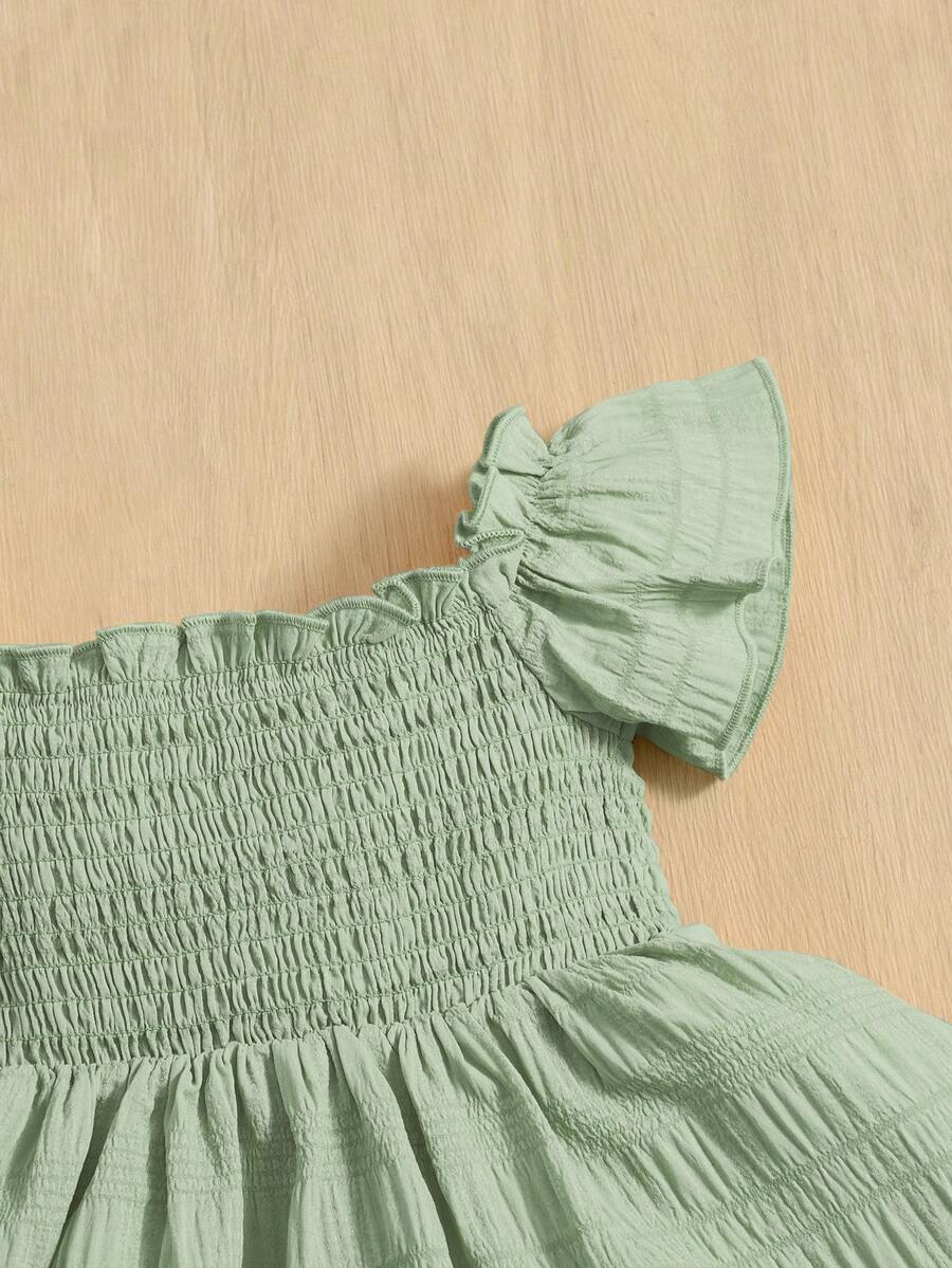 Baby Girl Butterfly Sleeve Square Neck Dress Cute Summer Casual Outfit