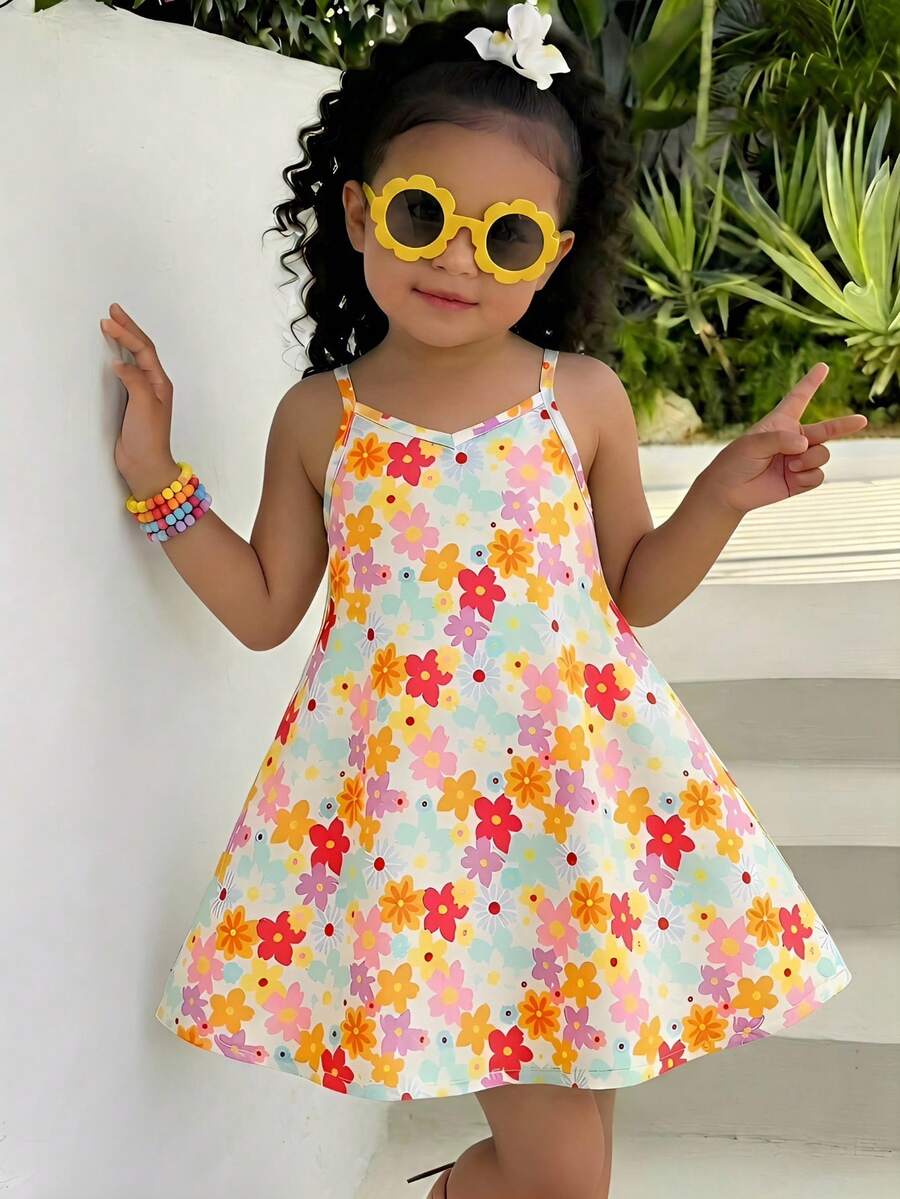 Toddler Girls Rainbow Stripe Sundress Loose Casual Beach Vacation Wear