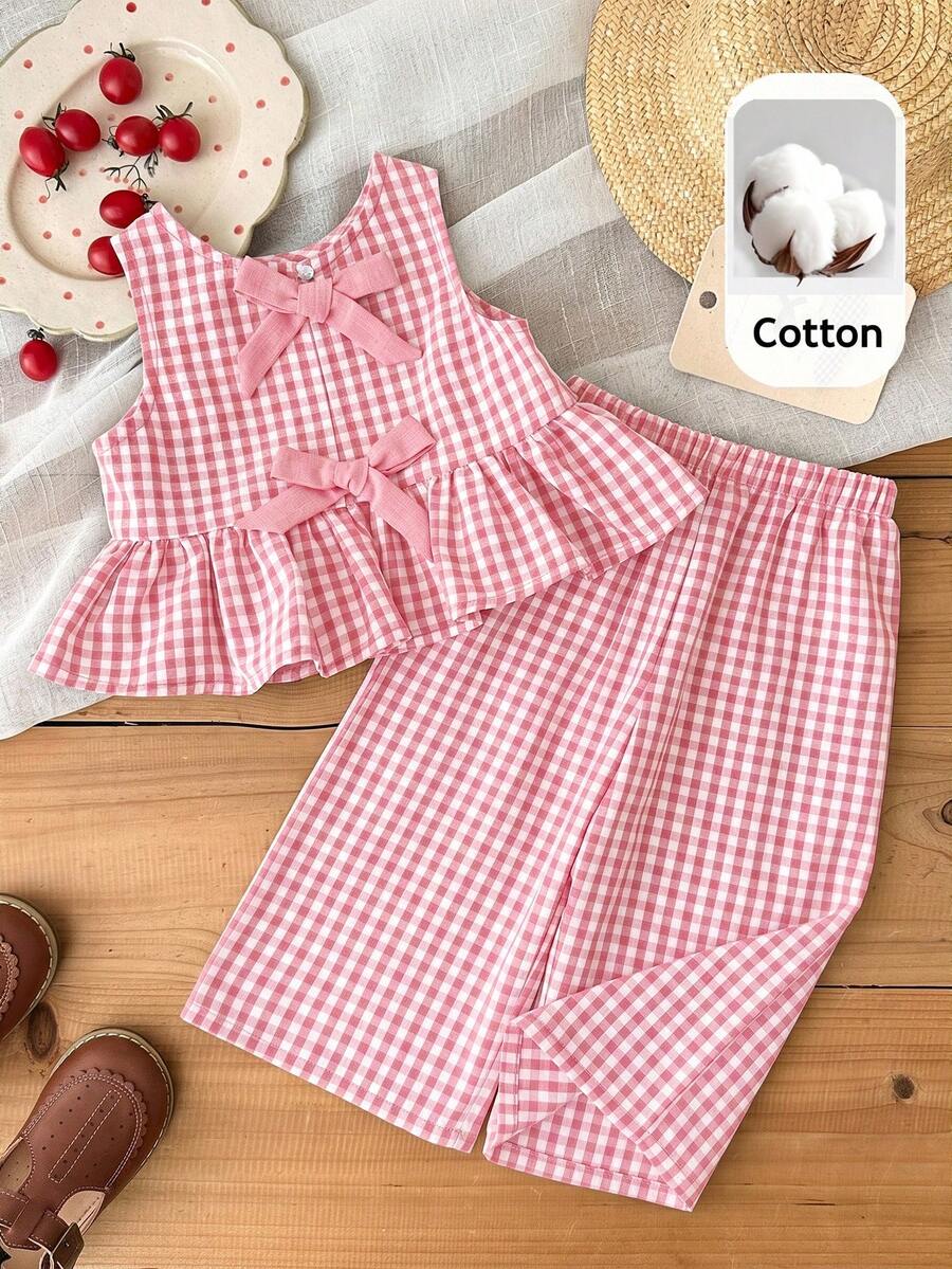 Casual Summer Pants Outfit For Kids Girls Ditsy Floral Fashion Wear