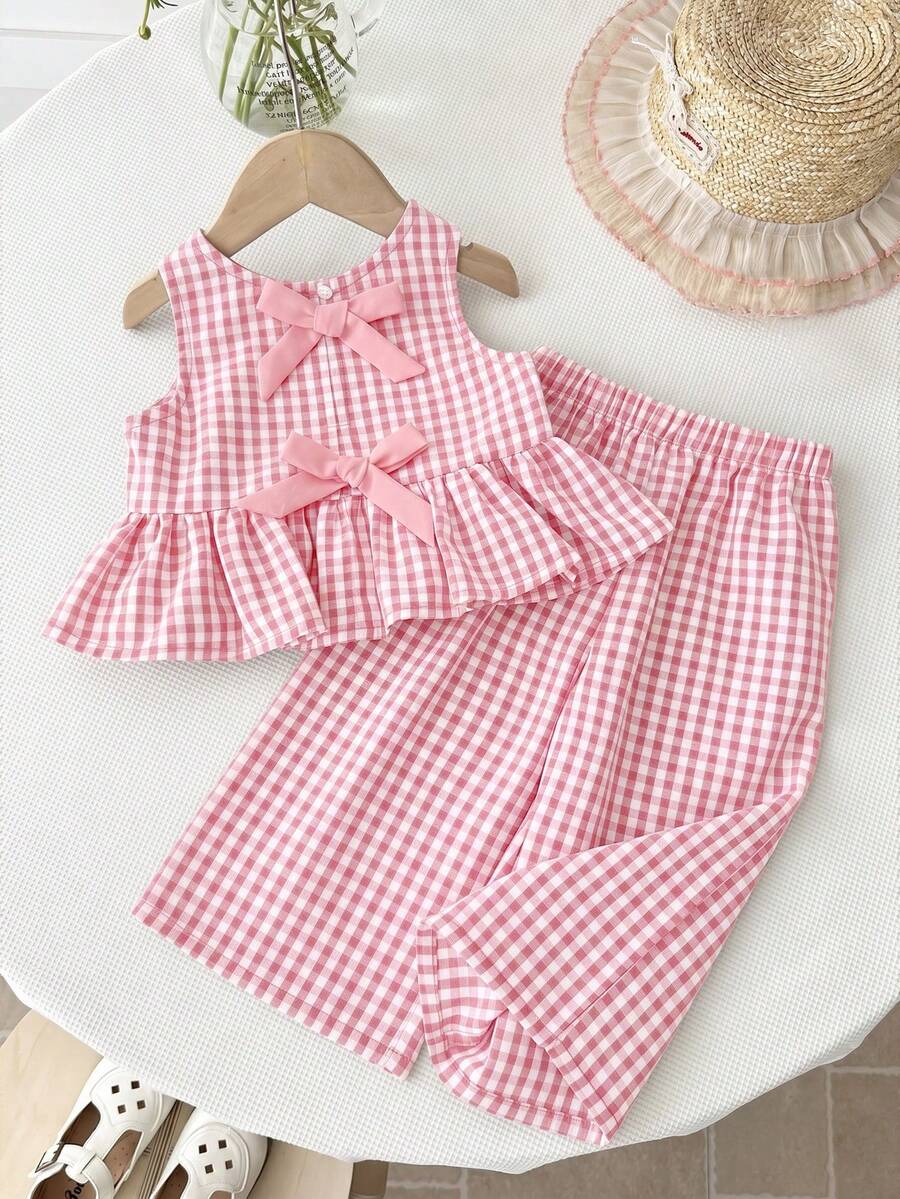 Casual Summer Pants Outfit For Kids Girls Ditsy Floral Fashion Wear