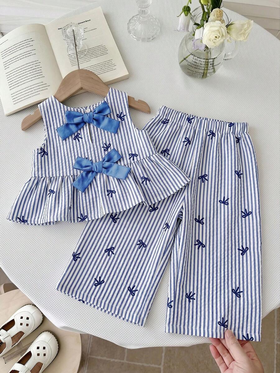 Casual Summer Pants Outfit For Kids Girls Ditsy Floral Fashion Wear