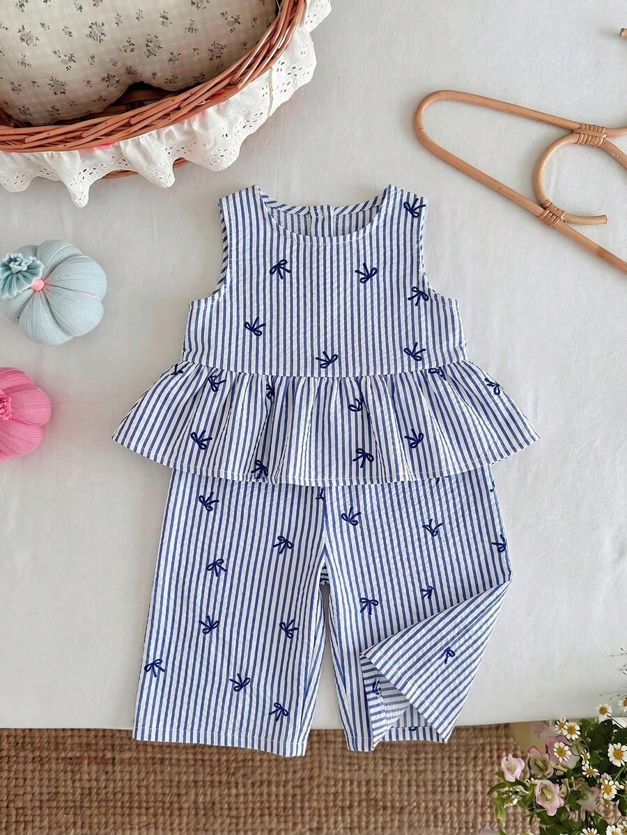 Casual Summer Pants Outfit For Kids Girls Ditsy Floral Fashion Wear