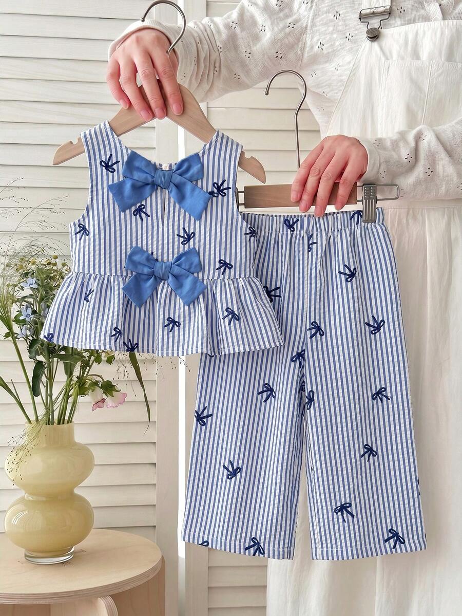 Casual Summer Pants Outfit For Kids Girls Ditsy Floral Fashion Wear