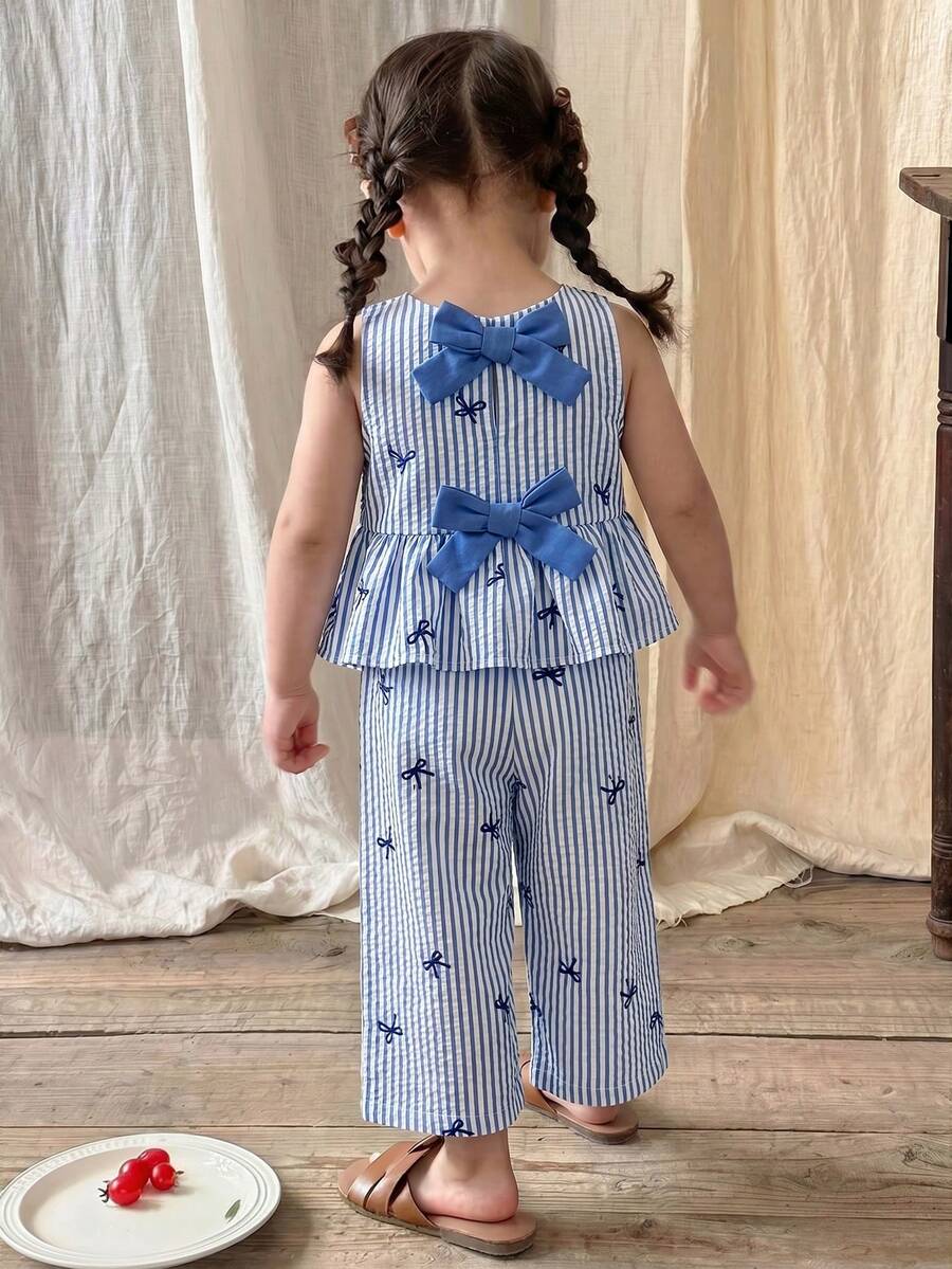 Casual Summer Pants Outfit For Kids Girls Ditsy Floral Fashion Wear