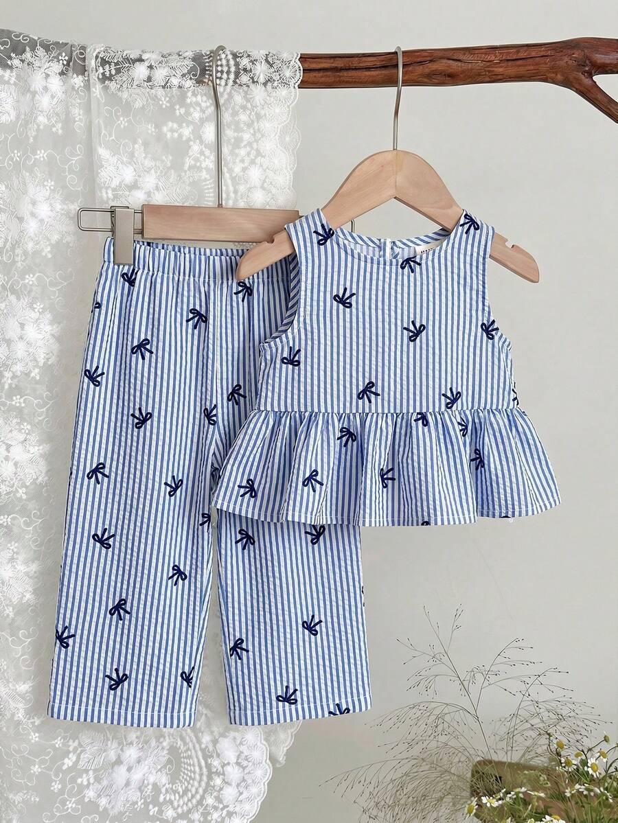 Casual Summer Pants Outfit For Kids Girls Ditsy Floral Fashion Wear