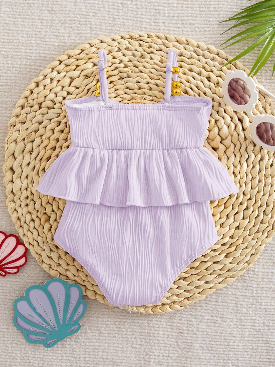 Baby Girls Minimalist Spaghetti Strap One Piece Swimsuit Casual Summer Beachwear