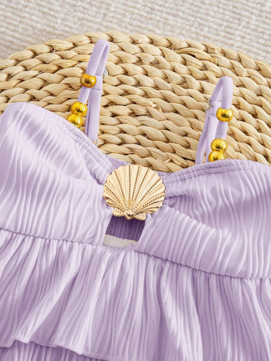 Baby Girls Minimalist Spaghetti Strap One Piece Swimsuit Casual Summer Beachwear