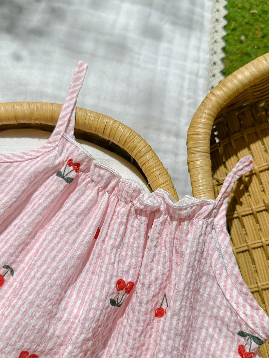 Baby Girl Casual Spaghetti Strap Jumpsuit Cute Sleeveless Summer Vacation Outfit For Newborn Infant Toddler Girls